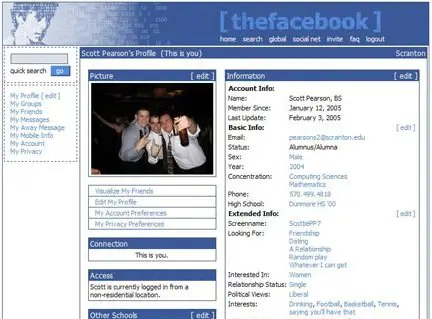 Facebook Website Design from 2004-2011
