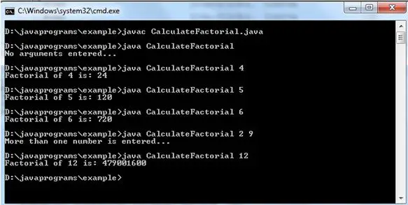 Program For Factorial In Java