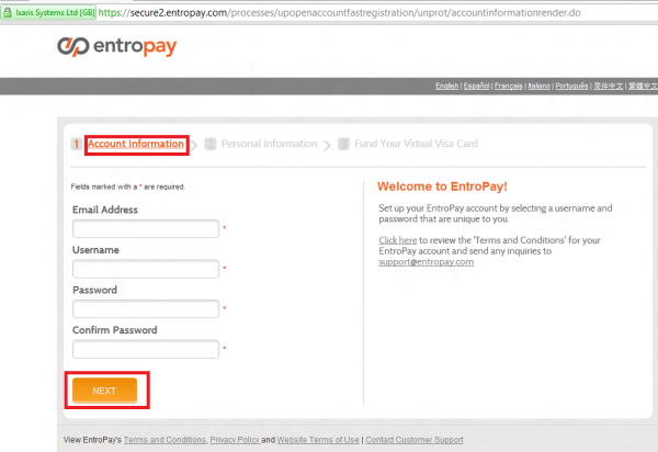 EntroPay - Account information