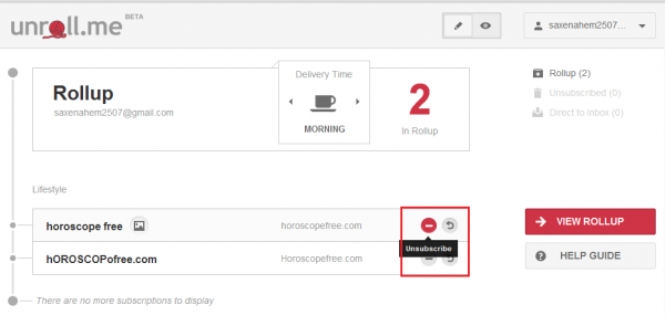 Unroll.me - unsubscribe