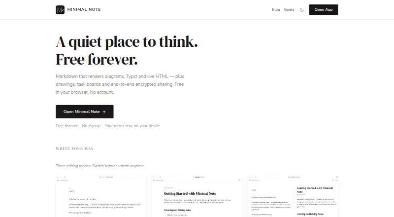 Minimal Note's website