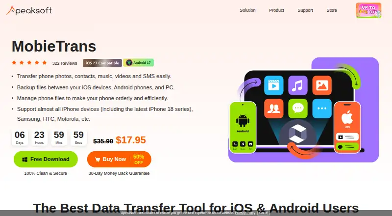 Apeaksoft MobieTrans's website