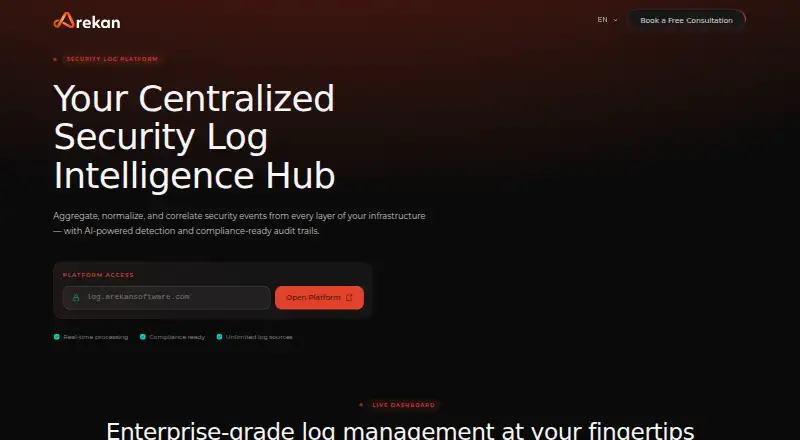 Arekan Security Log Platform's website
