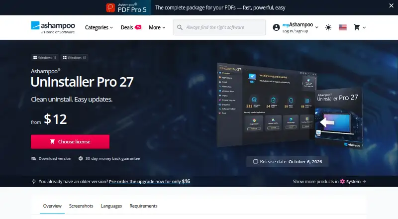 Ashampoo UnInstaller's website