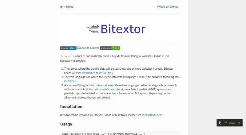 Bitextor's website