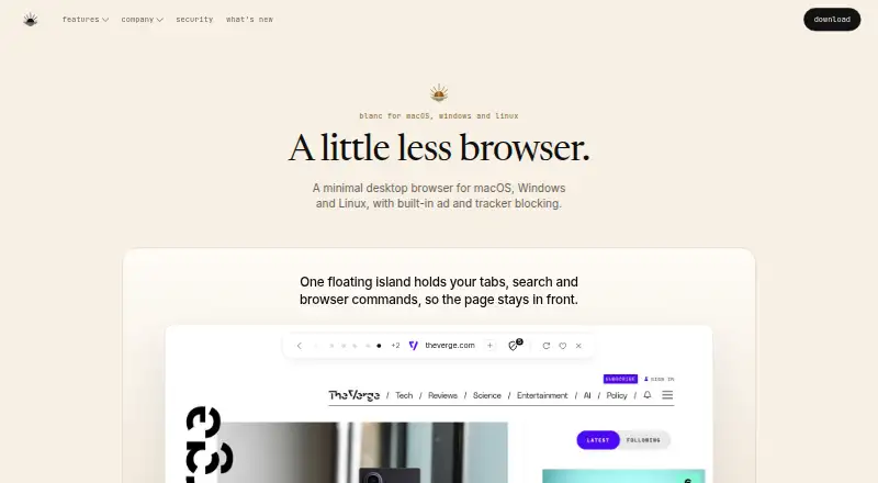 Blanc Browser's website