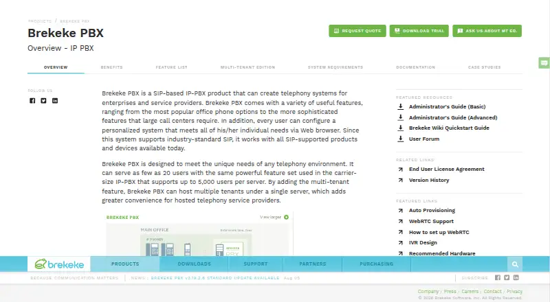 Brekeke PBX's website