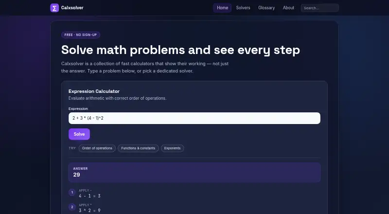 Calxsolver's website