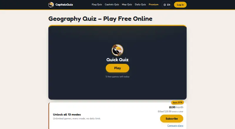 CapitalsQuiz's website