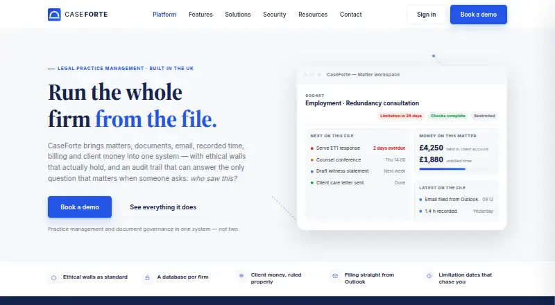 CaseForte's website