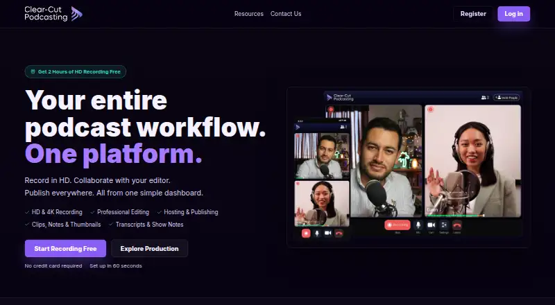 Clear-Cut Podcasting's website