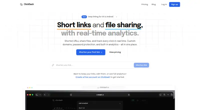 ClickDash's website