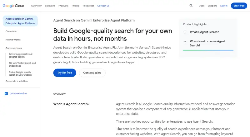 Google Agent Search's website