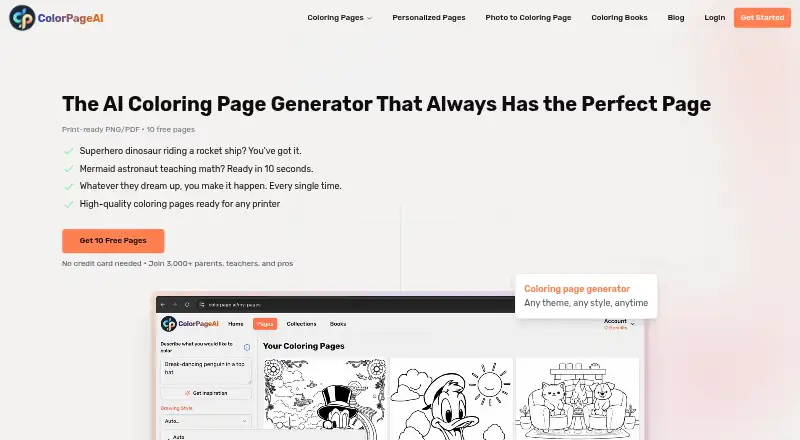 ColorPage.ai's website