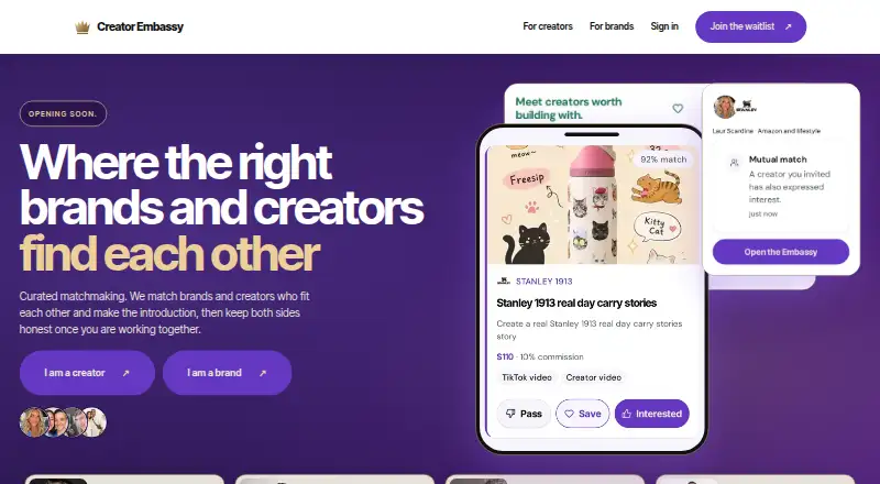 Creator Embassy's website