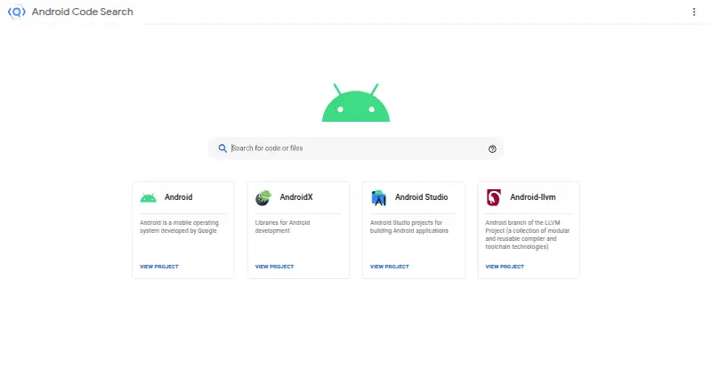 Android Code Search's website