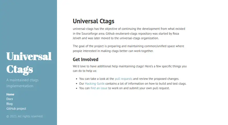 Universal Ctags's website
