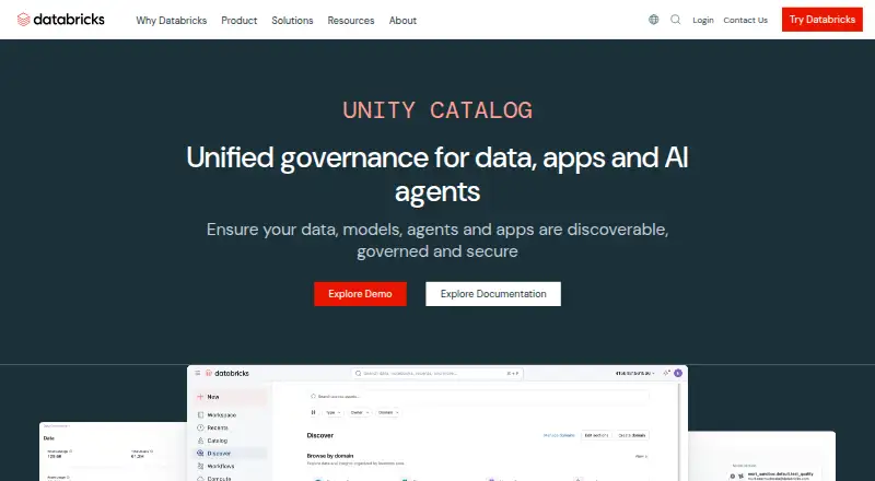 Databricks Unity Catalog's website