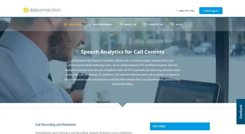 DialConnection Speech Analytics's website