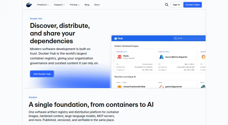 Docker hub's website