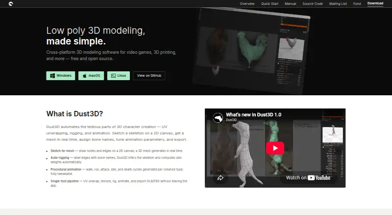 Dust3D's website