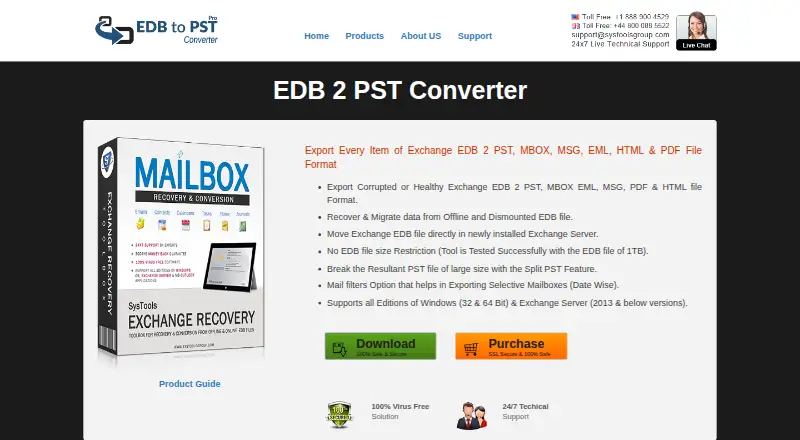 EDB 2 PST Converter's website