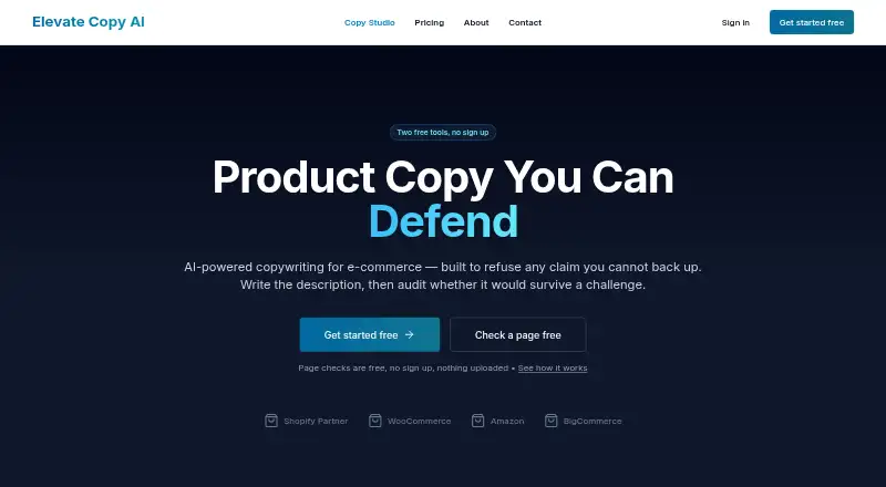 Elevate Copy AI's website
