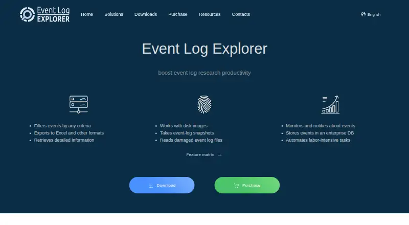 Event Log Explorer's website
