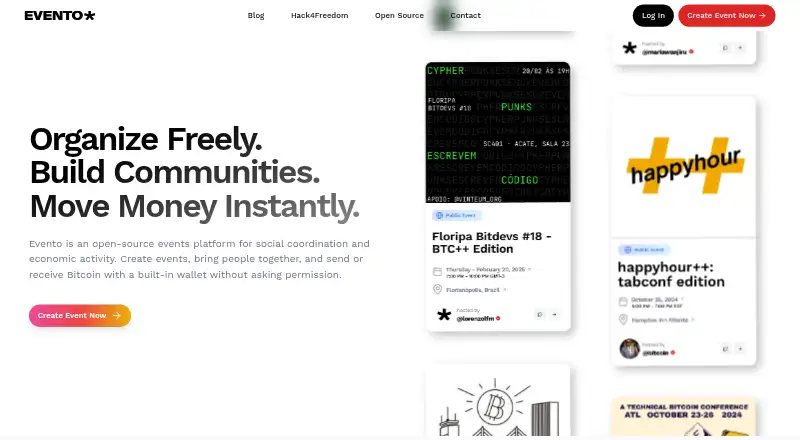 Evento's website
