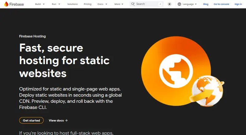 Firebase Hosting's website