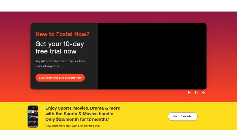 Foxtel Now's website