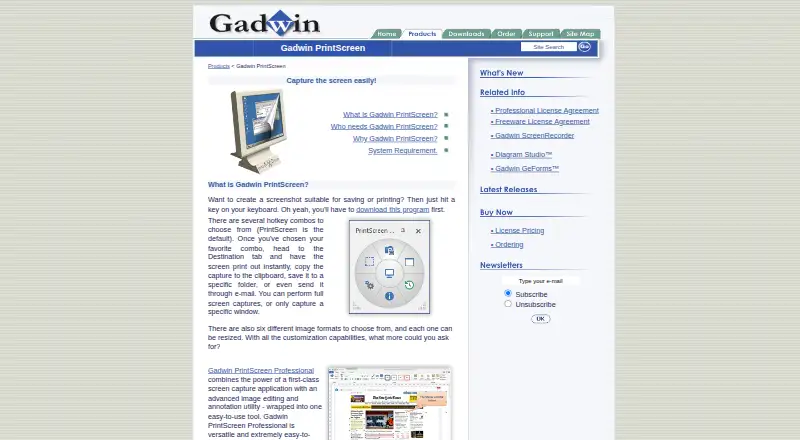 Gadwin PrintScreen's website