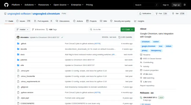 ungoogled-chromium's website