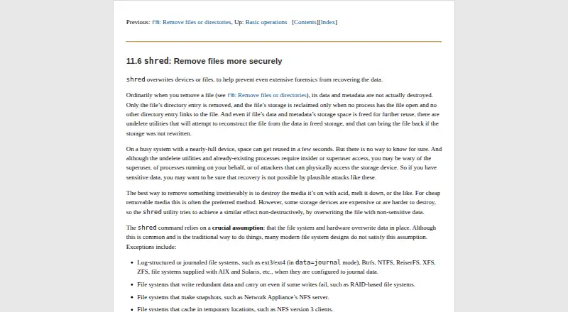 GNU shred's website