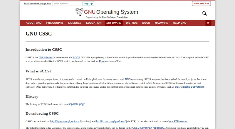 GNU CSSC's website