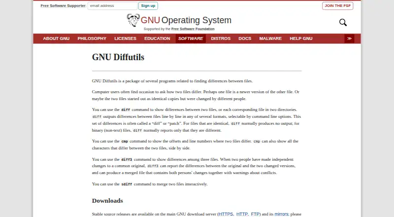 GNU Diffutils's website