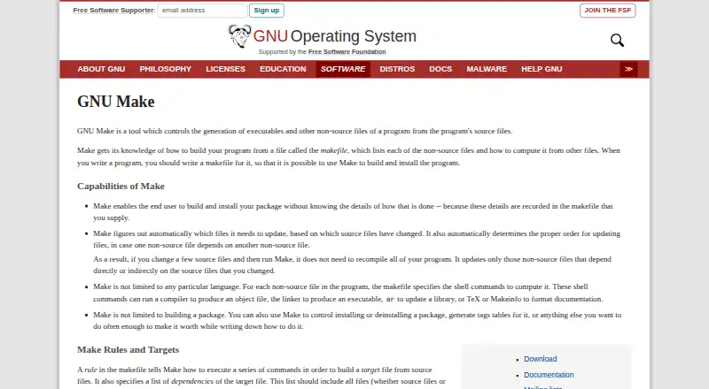 GNU Make's website