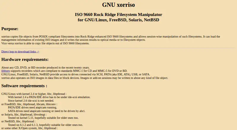 GNU xorriso's website