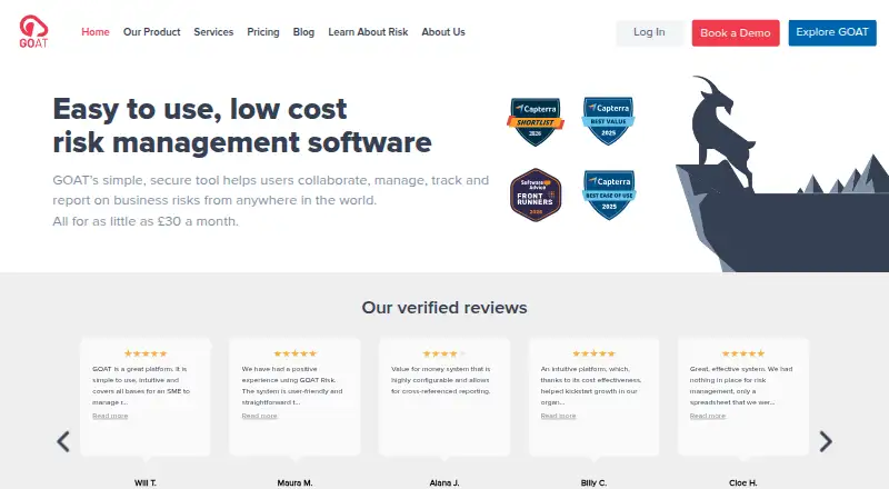 GOAT Risk's website
