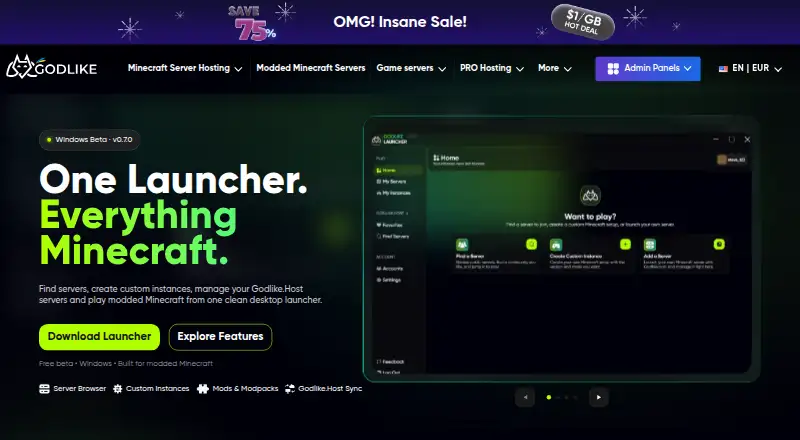 Godlike Launcher's website