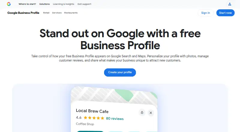 Google Business Profile's website