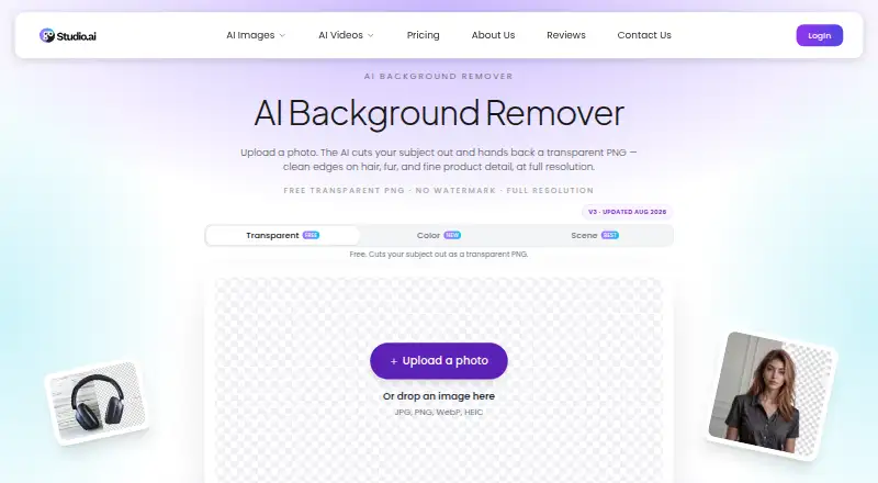 GoStudio AI Background Remover's website