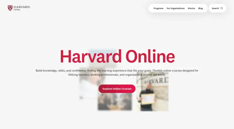 Harvard Online's website