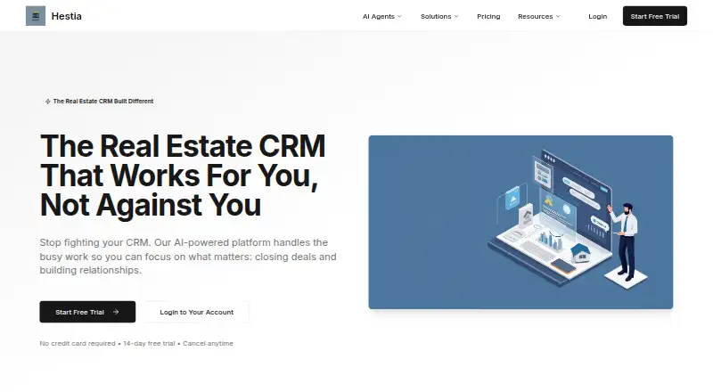 Hestia Real Estate CRM's website