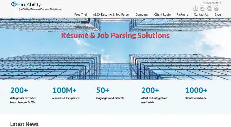 HireAbility ALEX Resume Parser's website