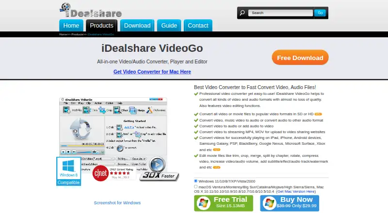 iDealshare VideoGo's website