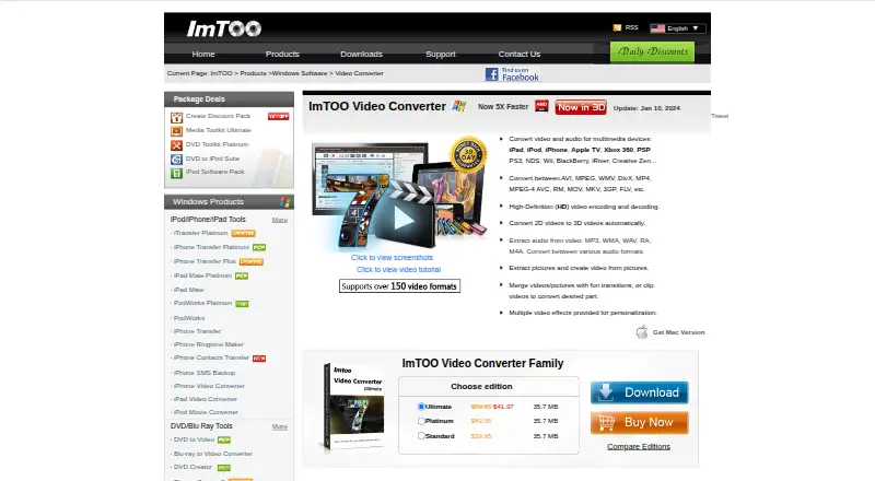 ImTOO Video Converter's website