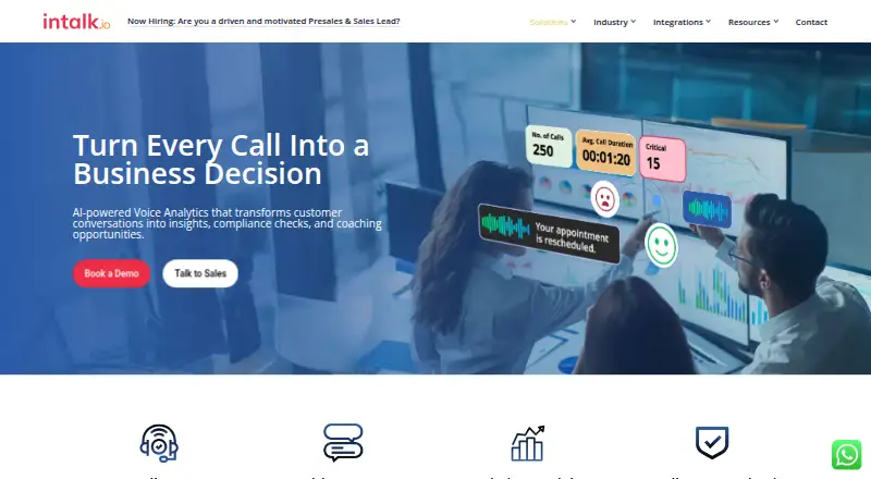 intalk.io AI Voice Analytics's website
