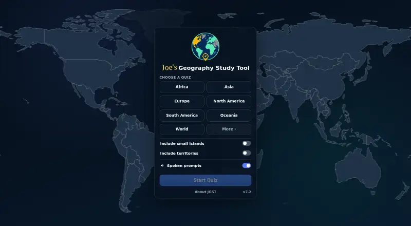 Joe's Geography Study Tool's website