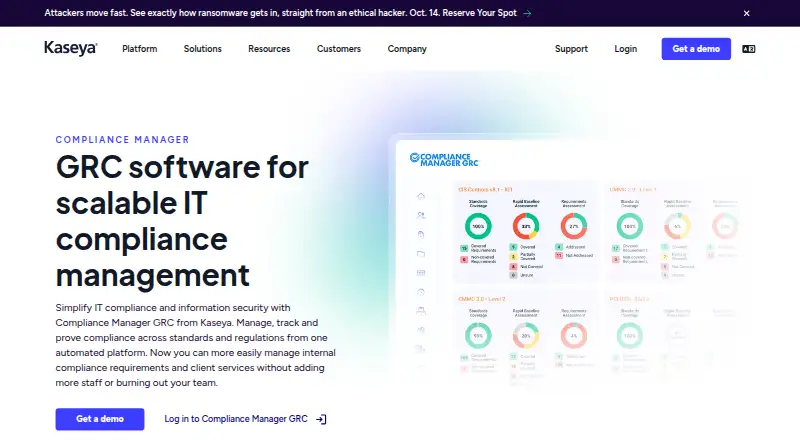 Kaseya Compliance Manager GRC's website